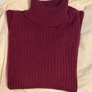 J. Jill Burgundy Ribbed Turtleneck Sweater